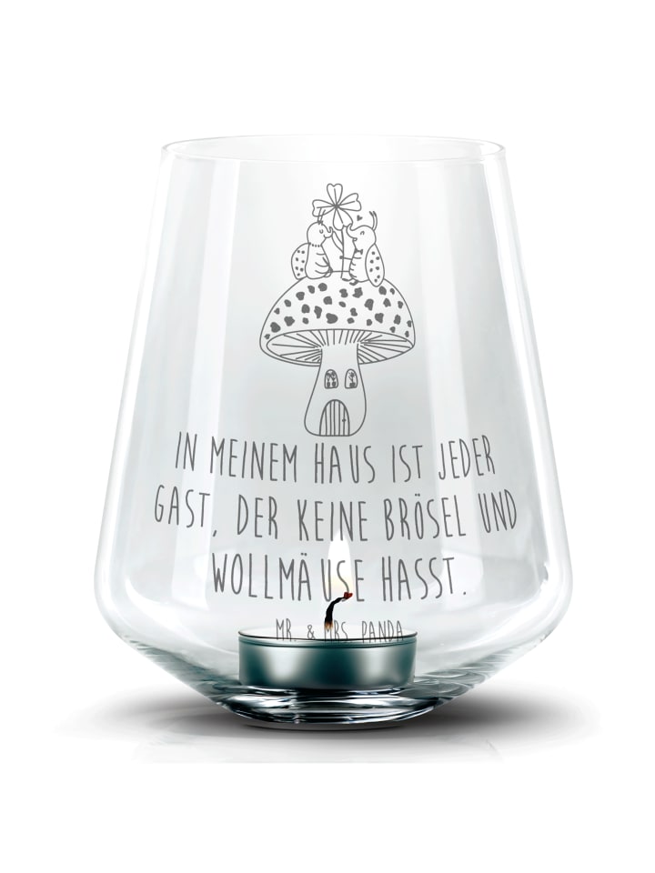 Laterne Marienkäfer Fliegenpilz mit Spruch in Transparent
