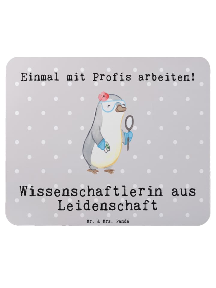 Maus-Pad Wissenschaftlerin Leidenschaft mit Spruch in Grau Pastell