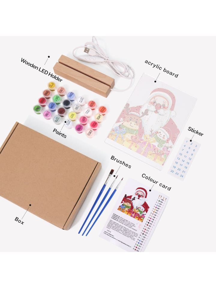DIY Malset Weihnachtsgeschenk mit LED Sockel
