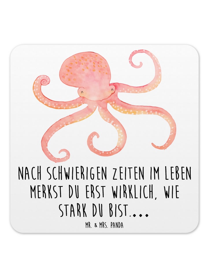 Bierdeckel Tintenfisch mit Spruch in Weiß