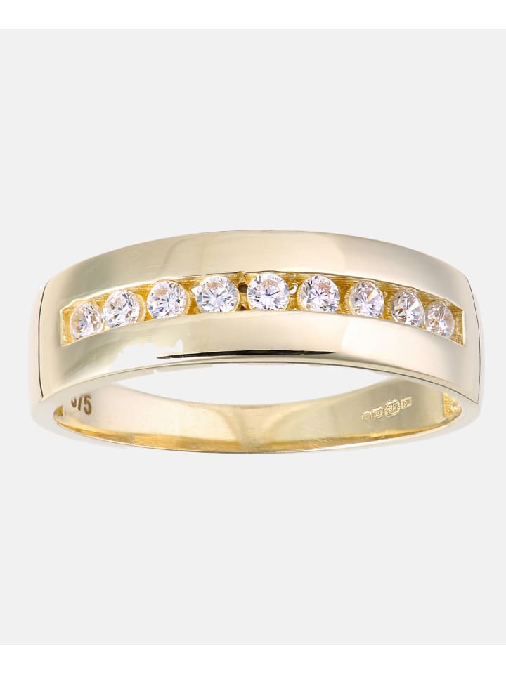 Ehering aus 375 Gelbgold mit Zirkonia