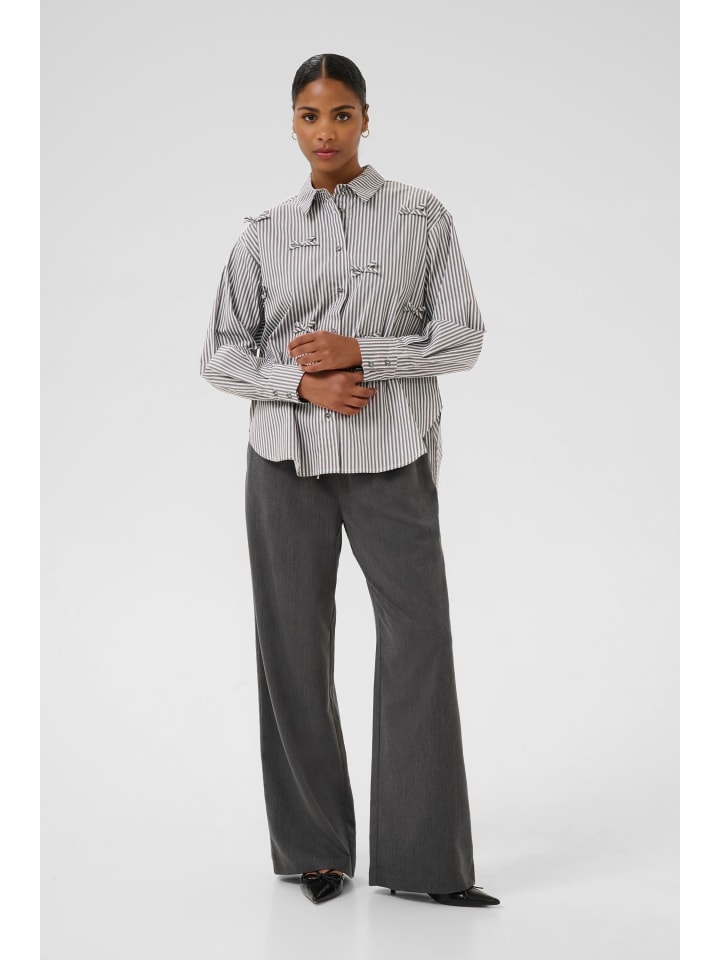 Langarm-Hemd KAmarianne Loose fit in Grey/White Stripe