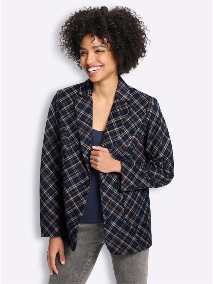 Blazer in marine-braun-kariert