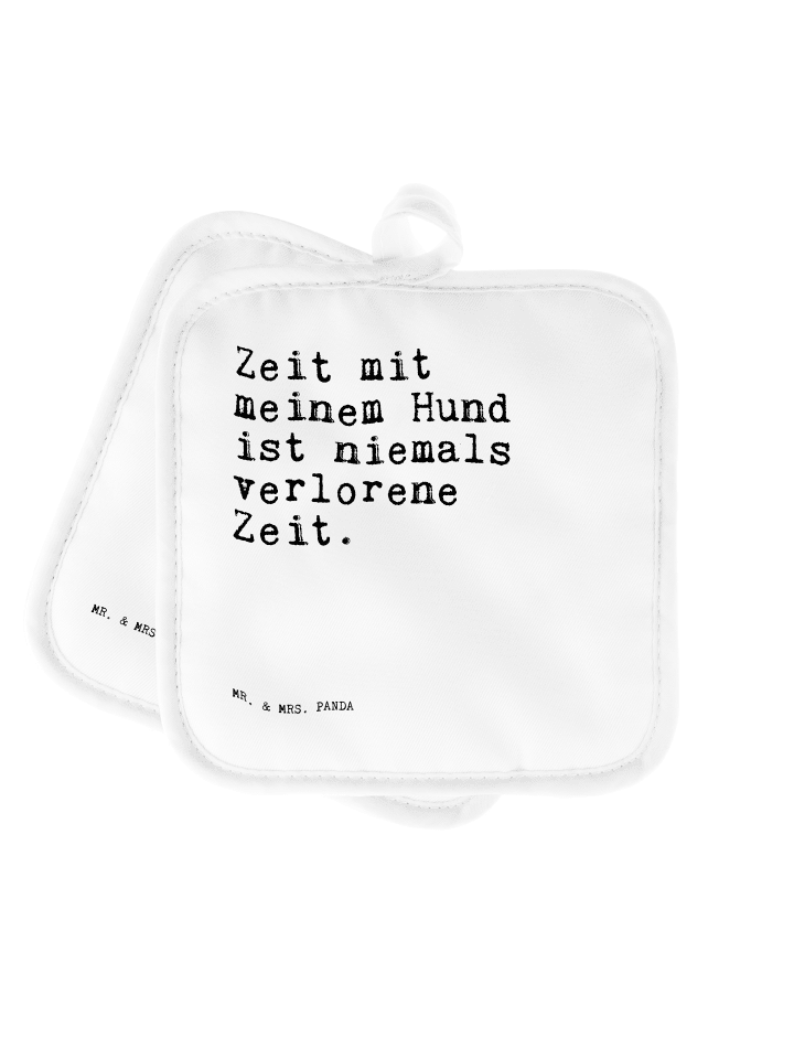 Topflappen Zeit mit meinem Hund... mit Spruch in Weiß