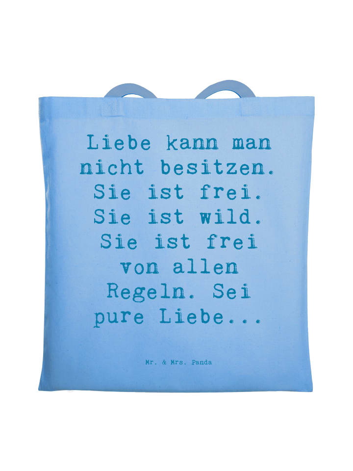 Tote Bag Spruch Liebe und Freiheit mit Spruch in Sky Blue