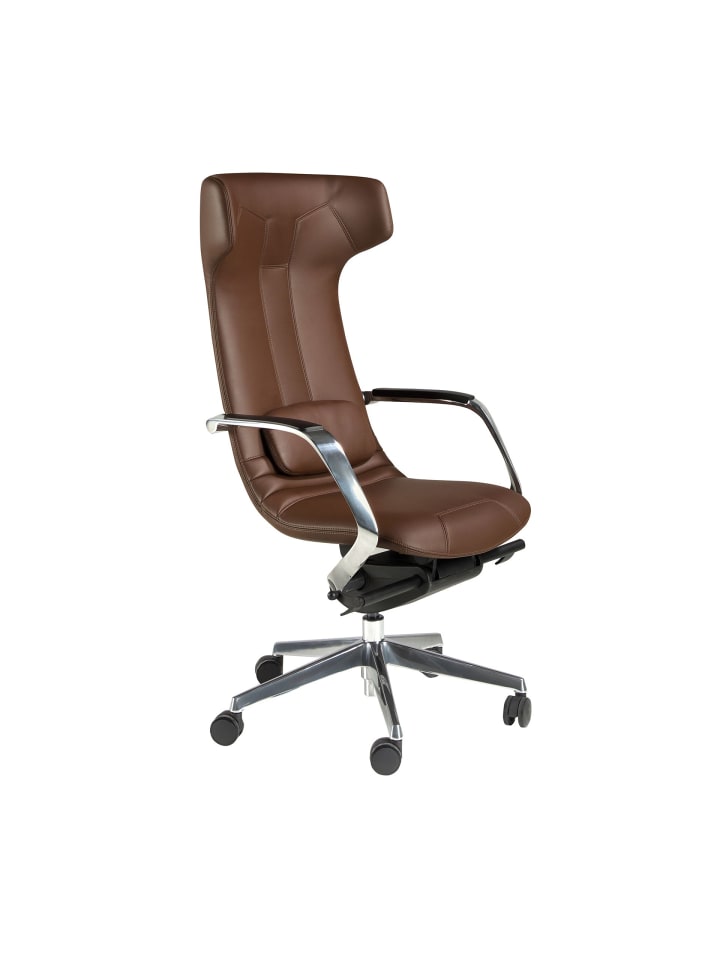 Büro-Drehstuhl 4216 in Braun / Stahl – (B)63 x (H)66 x (T)122 cm