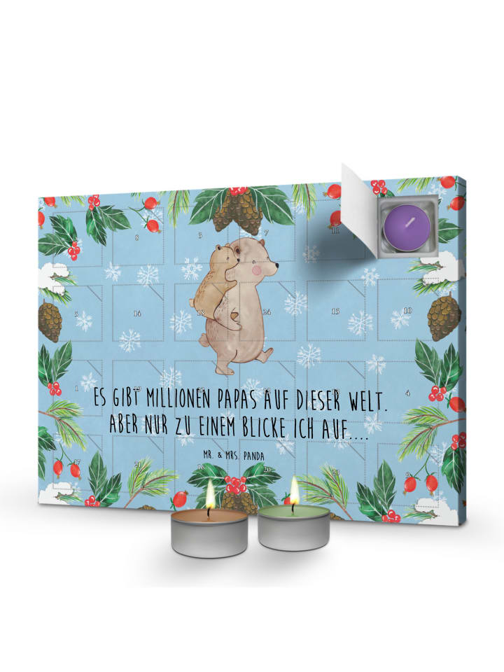 Adventskalender Papa Bär mit Spruch in Eisblau
