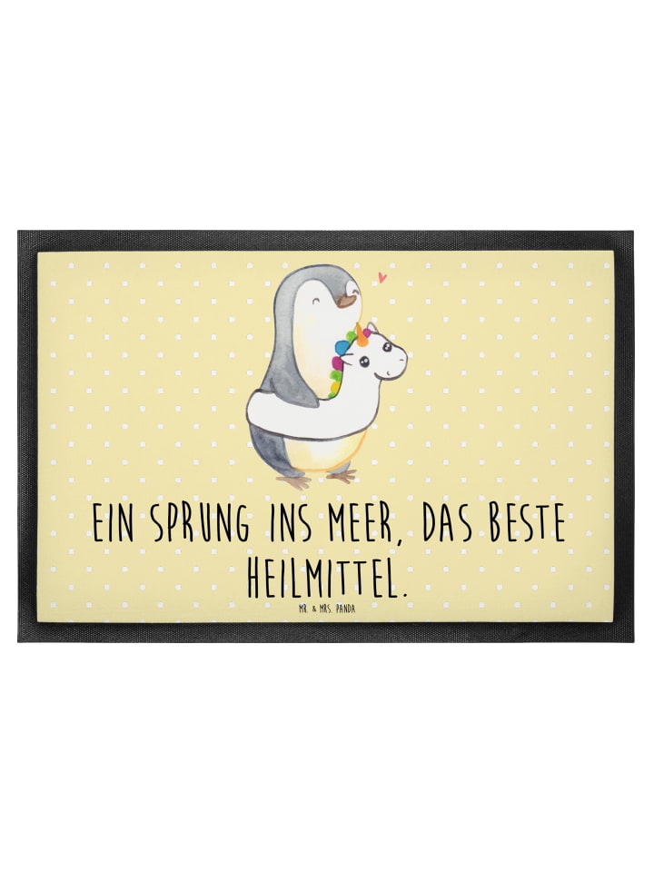 Schmutzmatte Sommermeerheilkraft mit Spruch in Gelb Pastell