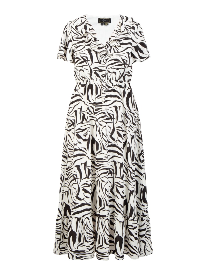 Damen Kleid - Zebraprint in Weiss Schwarz