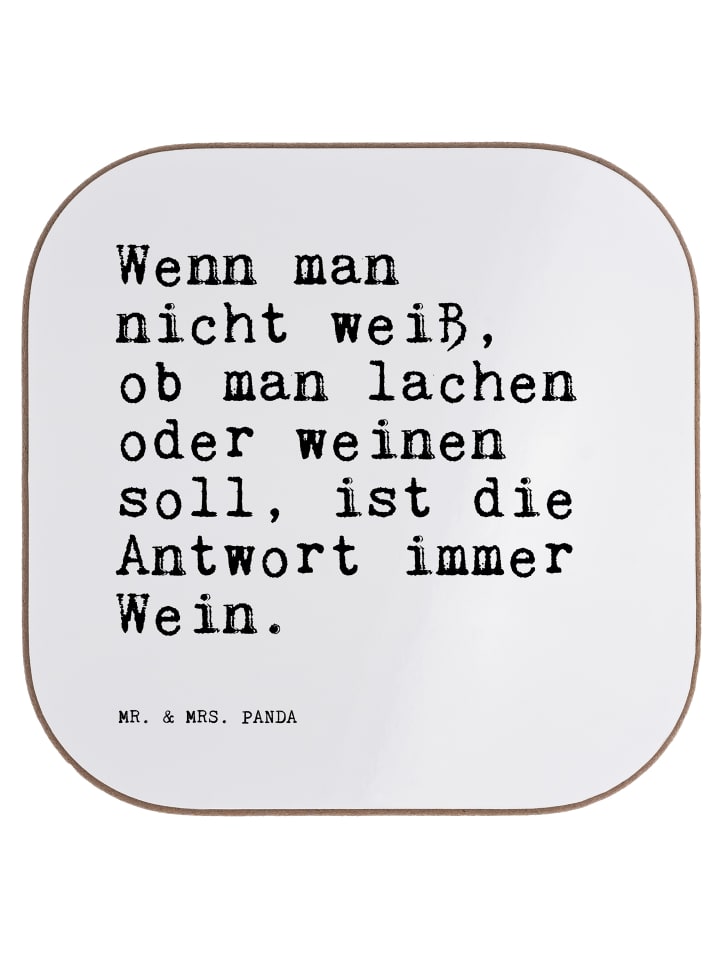 Glasuntersetzer Wenn man nicht weiß,... mit Spruch in Weiß