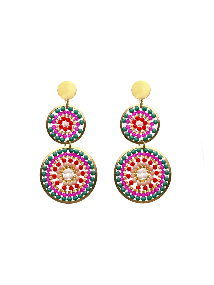 Women Earrings in Orange Multicolor