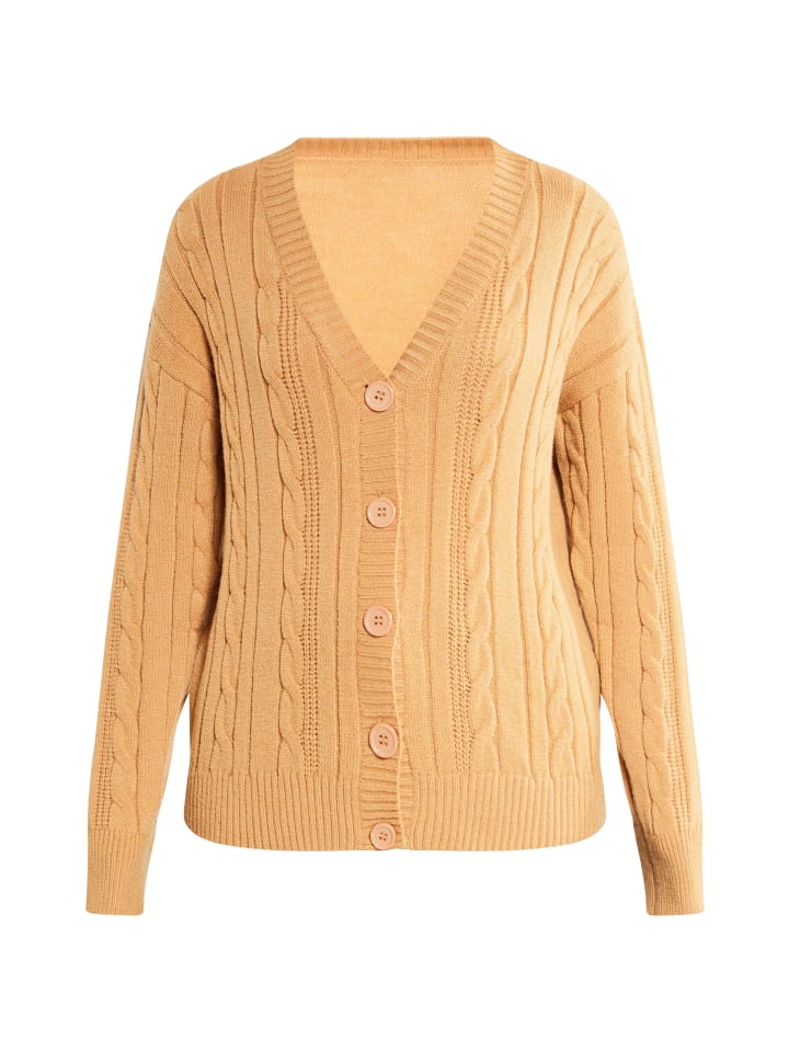 Women Strickjacke Mit Knöpfen in Kamel