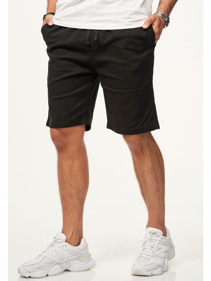 Chinoshorts - mit Gummibund & Tunnelzug - Kurze Hose für Herren in Black