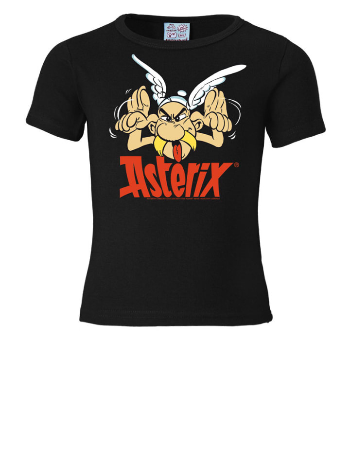 T-Shirt Asterix - Grimasse in schwarz