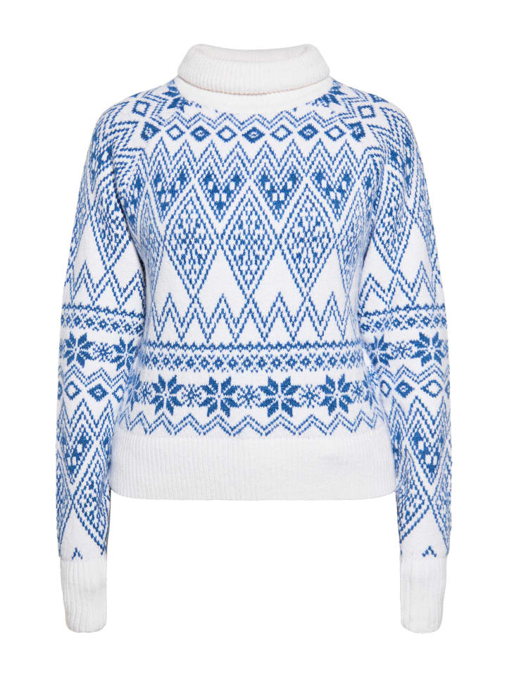 Damen Strick Pullover in Marine Weiss