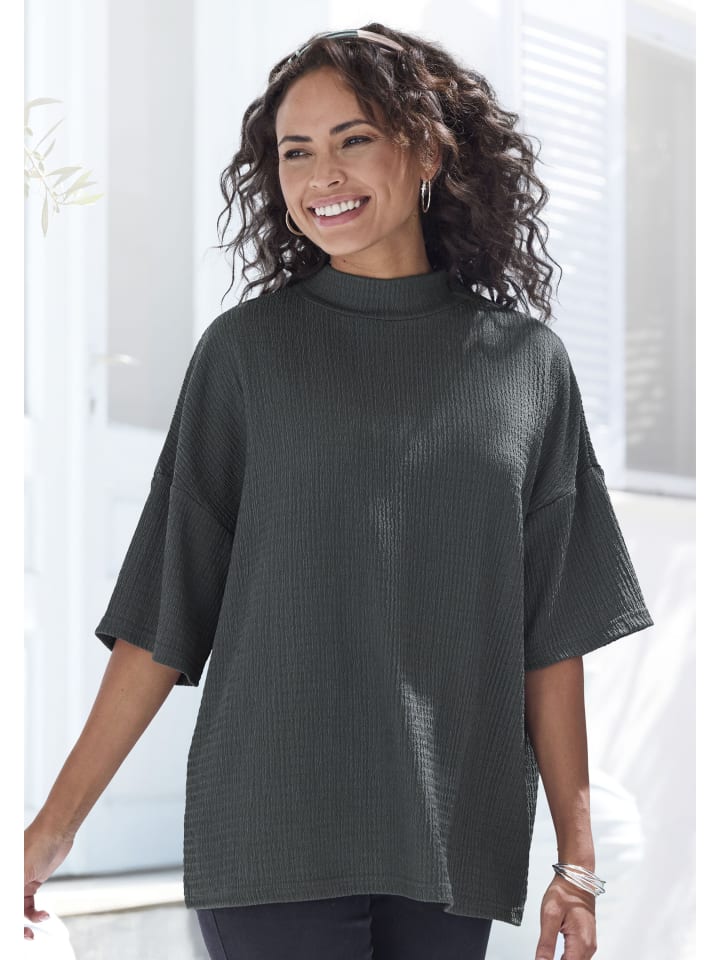 Kurzarmshirt in graugrün, lindgrün