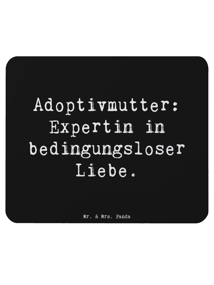 Mauspad Adoptivmutter Expertin mit Spruch in Schwarz