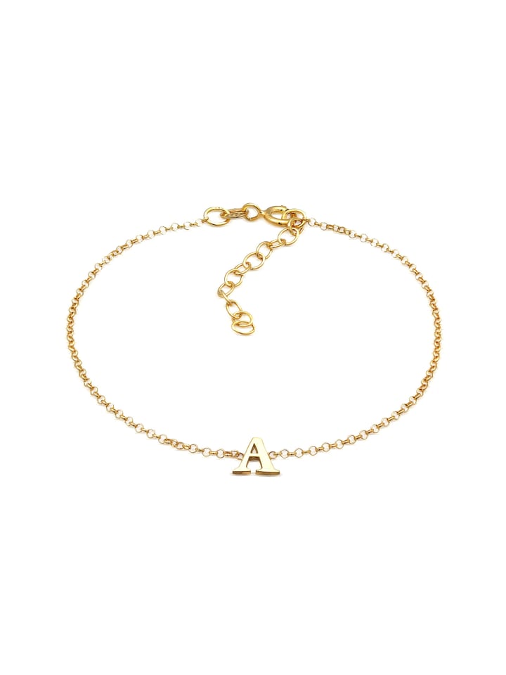 Armband 925 Sterling Silber Buchstabe, Buchstabe - A in Gold