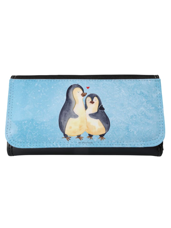 Portemonnaie Pinguin umarmen ohne Spruch in Eisblau