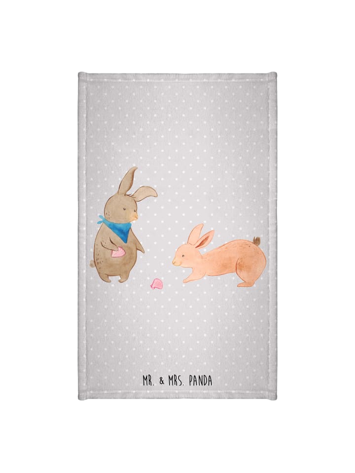 Handtuch Hasen Muschel ohne Spruch in Grau Pastell