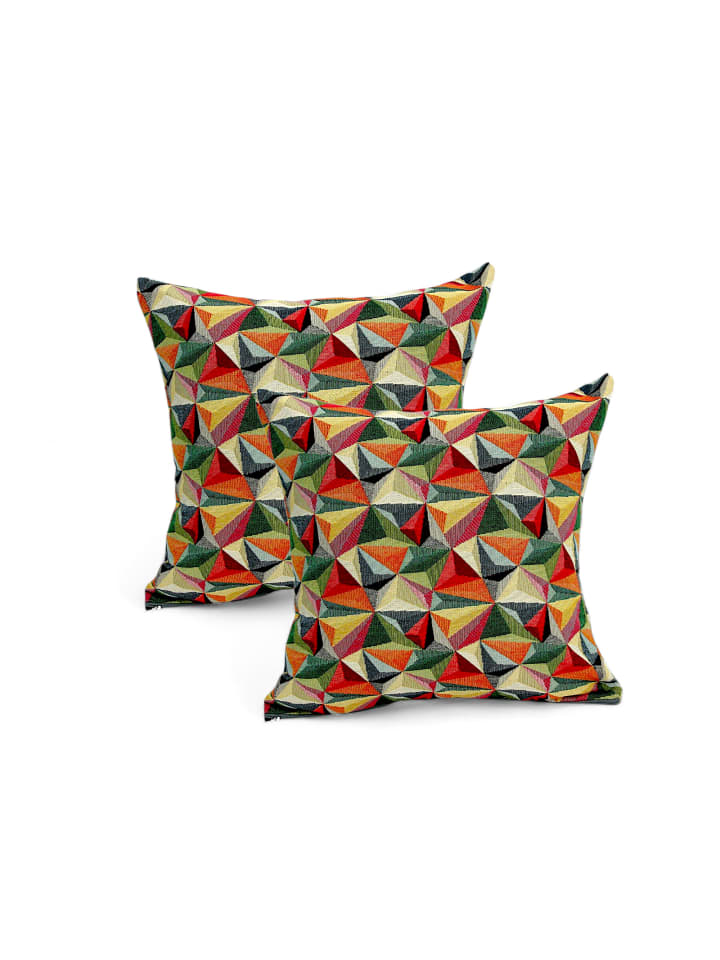 Kissenhülle Dreiecke 3D 50x50 cm 2er-Set in bunt