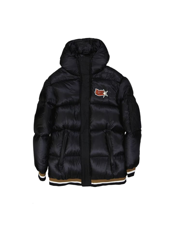 Schwarz Polyamid Bomberjacke