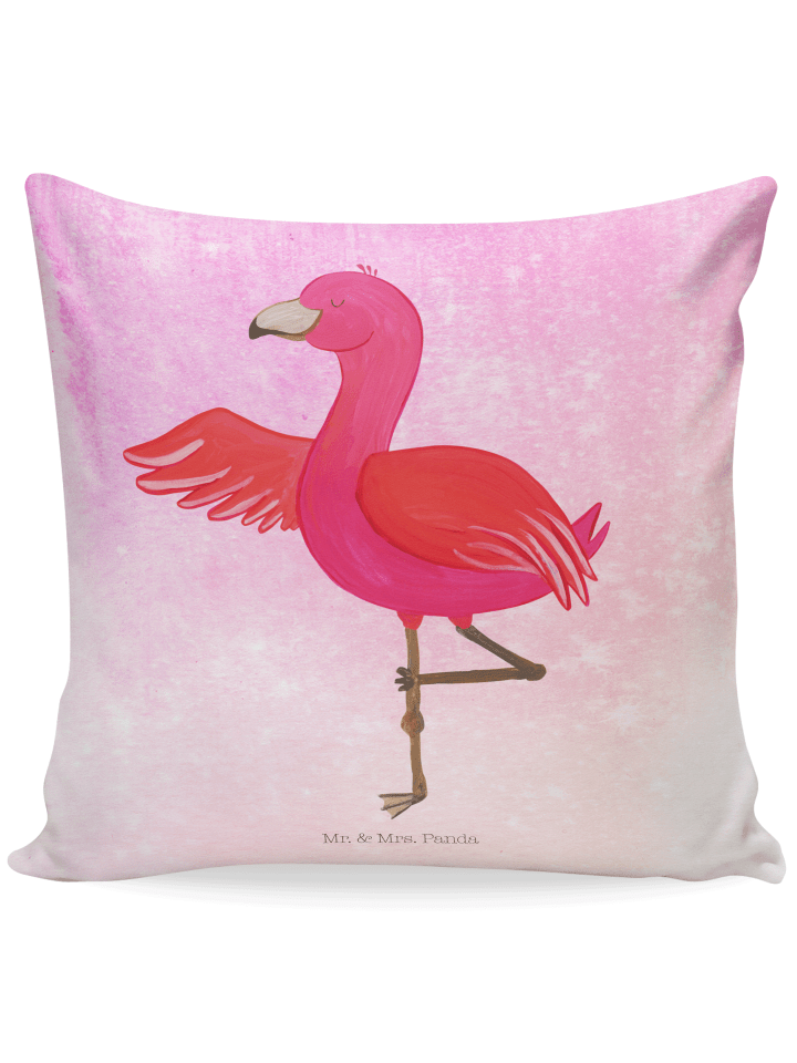 Kissen Flamingo Yoga ohne Spruch in Aquarell Pink