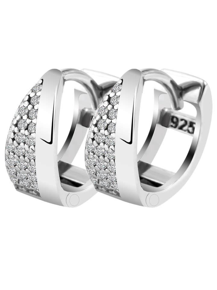 Damen Creolen aus 925 Silber mit Zirkonia in silber