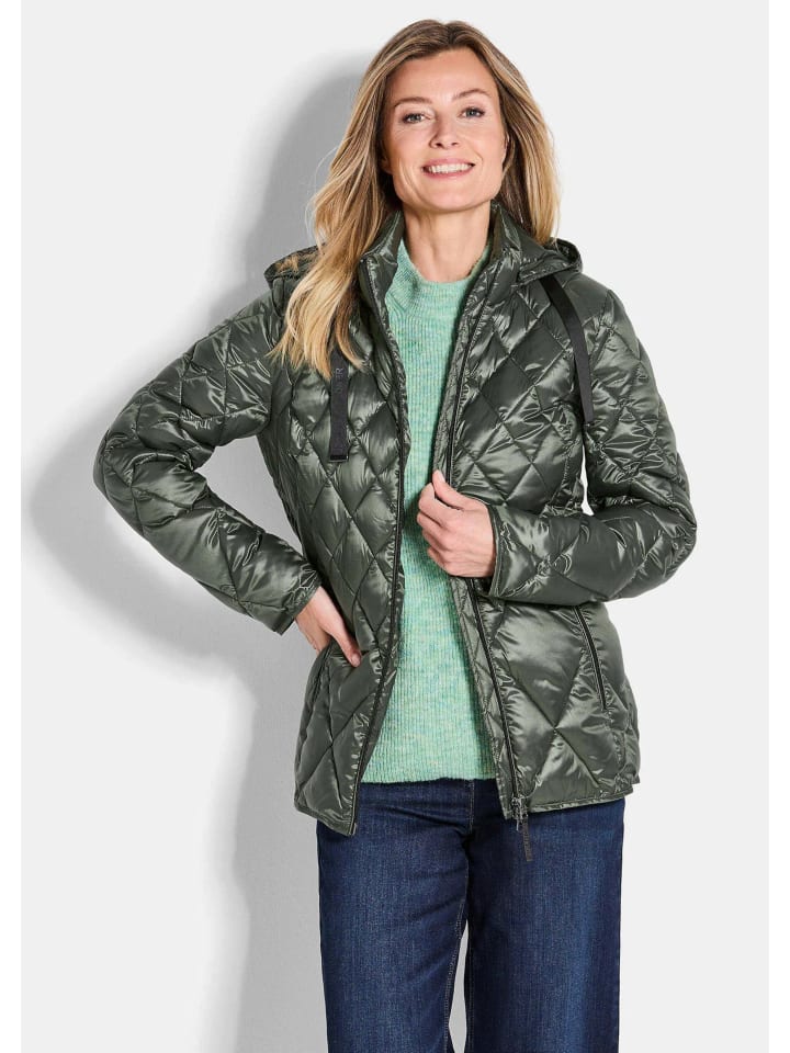 Winterjacke mit Metallic-Glanz in khaki