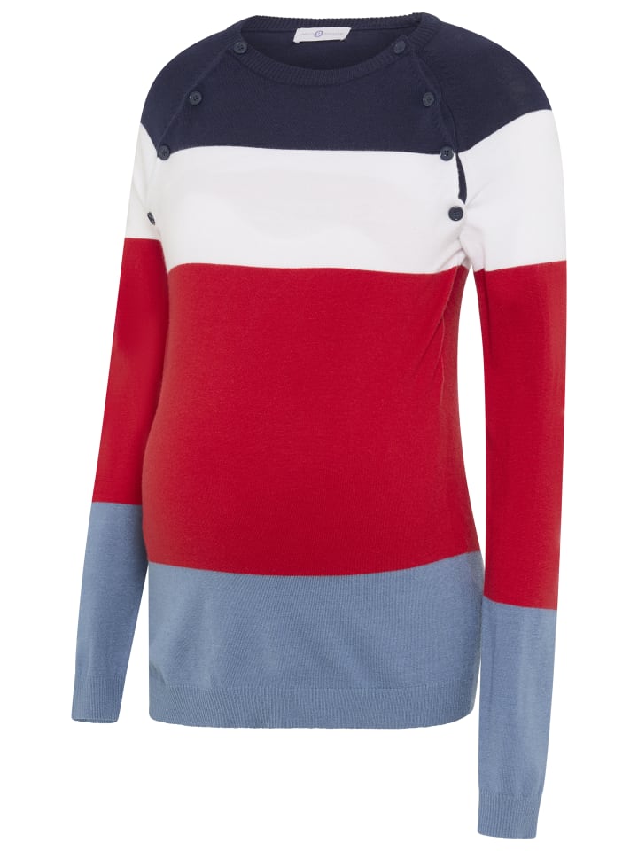 Strickpullover in rot geringelt