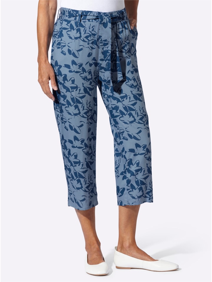 7/8-Freizeithose in jeansblau-bleu-bedruckt