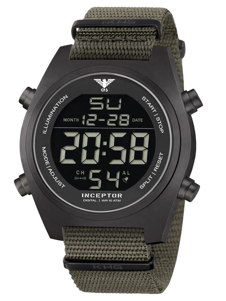 Herrenuhr Inceptor Stahl Digital Olivgrün/Schwarz