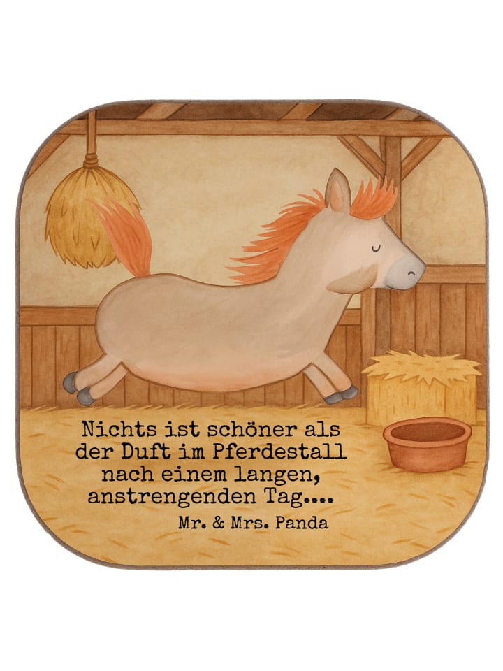 Untersetzer Pferd Springen Design mit Spruch in Weiß