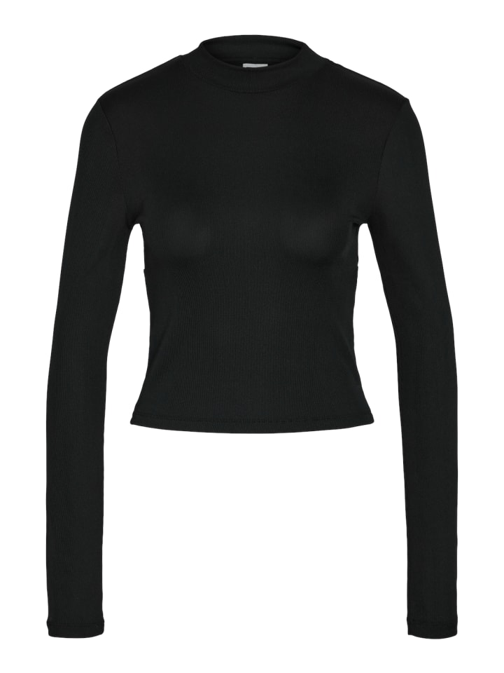 Langarmshirt eng geschnitten mit Rückenausschnitt in Schwarz-3