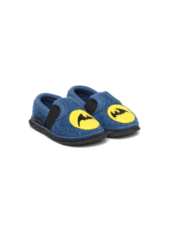 Kinderhausschuh "Bobby Fledermaus" in Blau