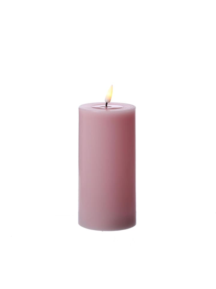 LED Kerze Mia Echtwachs flackernd H: 15cm D: 7,5cm in rosa