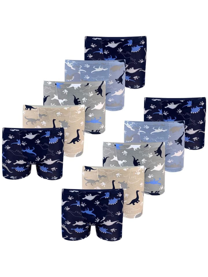 10er Set Boxershorts - Dinosaurier- Bunt