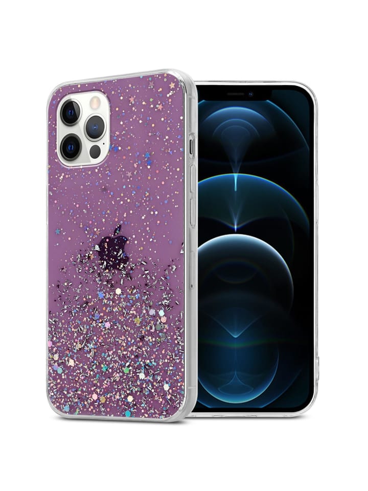 Hülle für Apple iPhone 12 PRO MAX Glitter in Lila mit Glitter