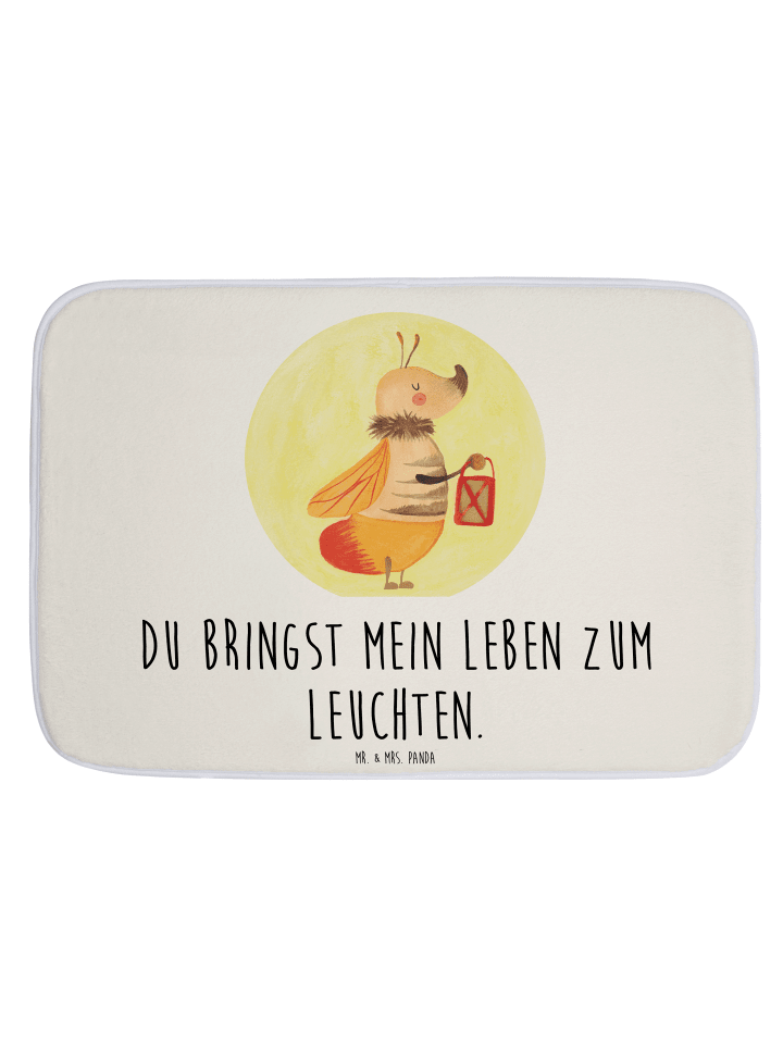 Badeteppich Glühwürmchen mit Spruch in Weiß