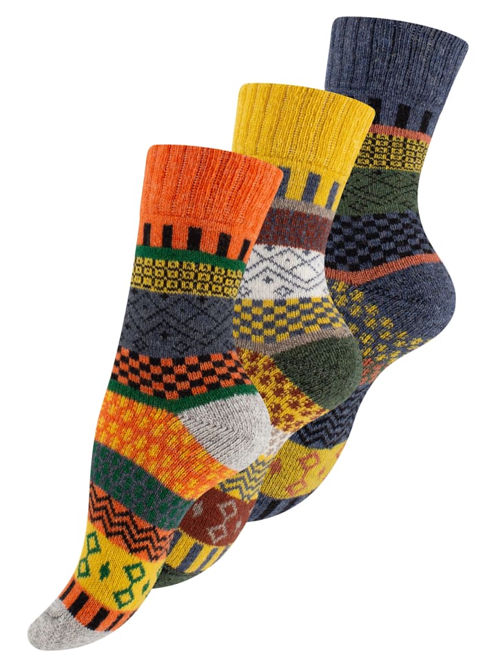 3 Paar Bunte Norwegersocken Hygge Socken in Bunt