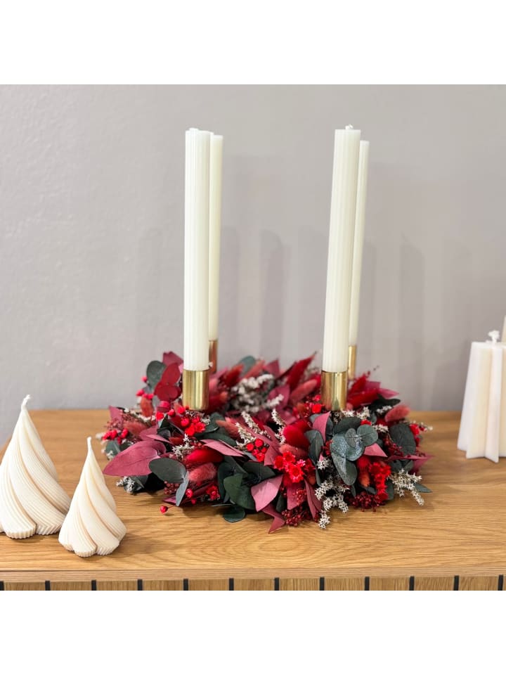 Adventskranz "Eukalyptus Joy" in Rot - Ø 30 cm