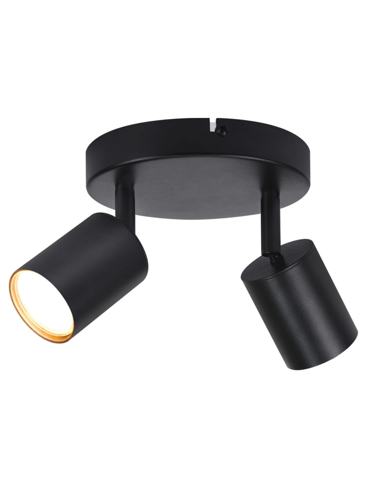 Deckenleuchte in schwarz 2-flammige GU10 rund schwenkbar Flurlampe L 15 cm
