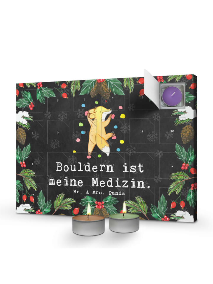 Adventskalender Fuchs Bouldern mit Spruch in Kreidetafel