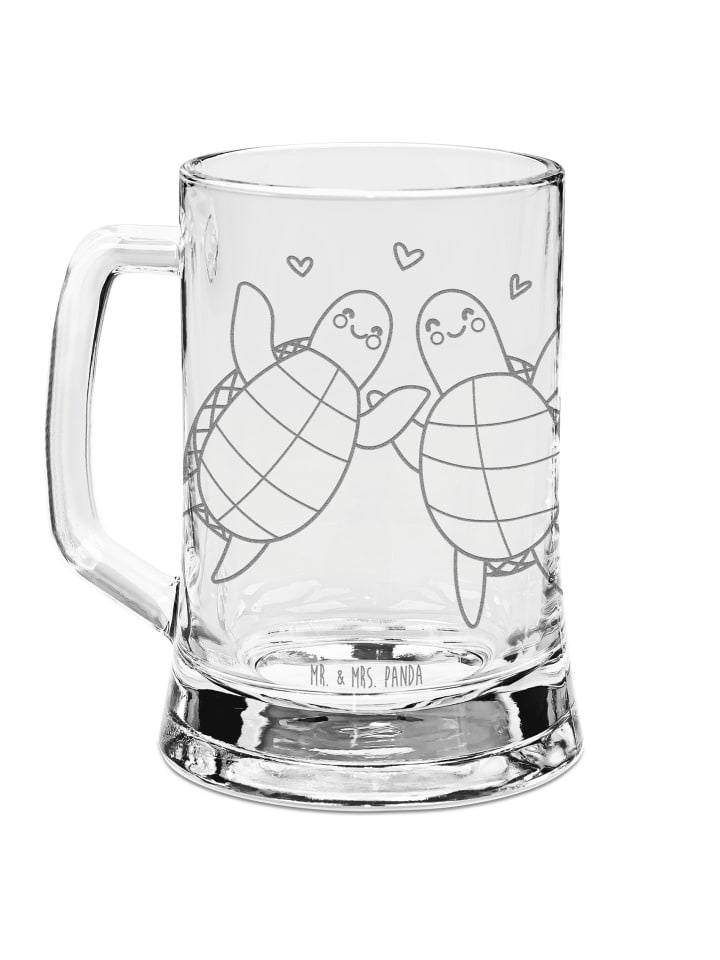 Bierkrug Glas Schildkröten Paar ohne Spruch in Transparent