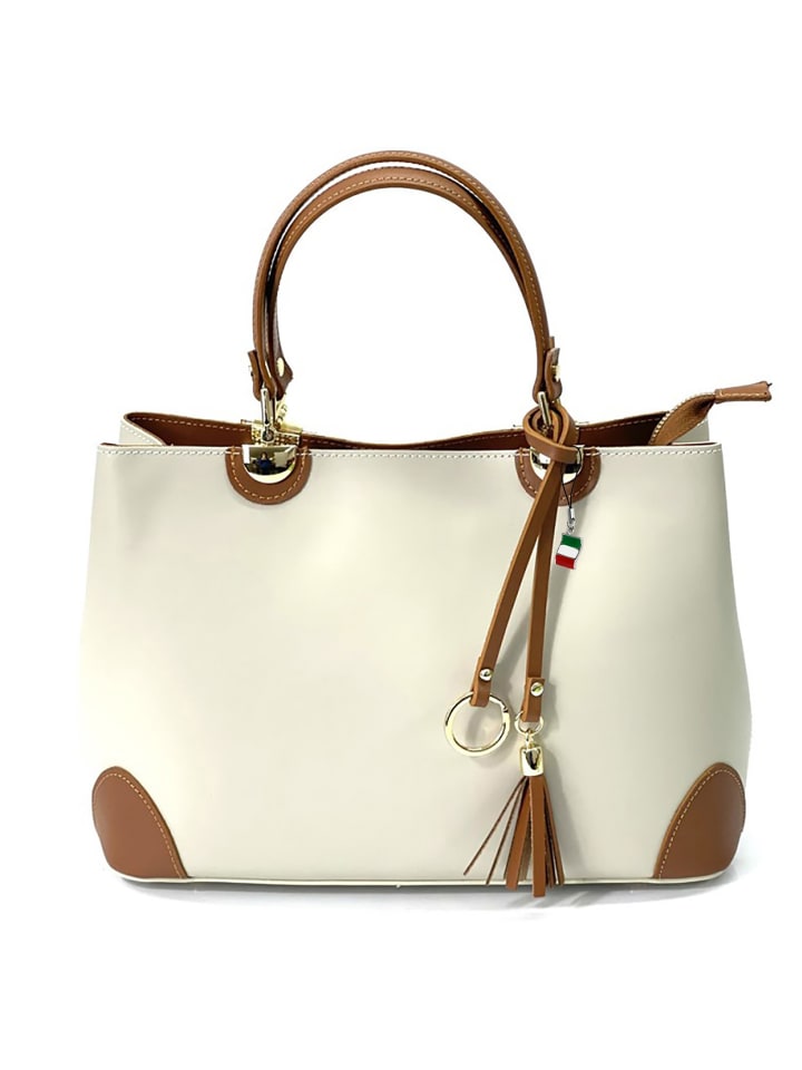 Florence Handtasche, Umhängetasche Leder beige, tan ca. 32cm