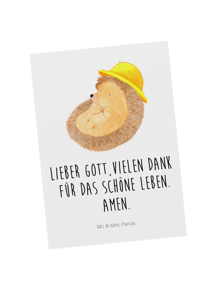 Grußkarte Igel Beten mit Spruch in Weiß