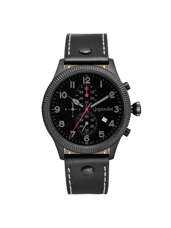 Quarzuhr Chronograph "RED BARON" in Schwarz