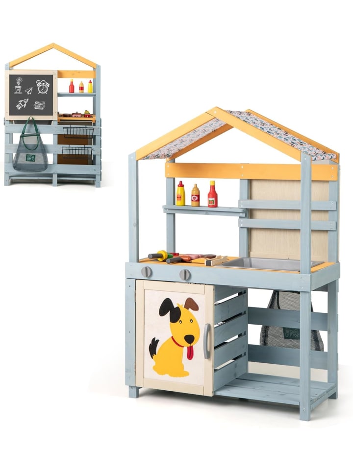 2-IN-1 Matschküche Kinder Outdoor in Grau