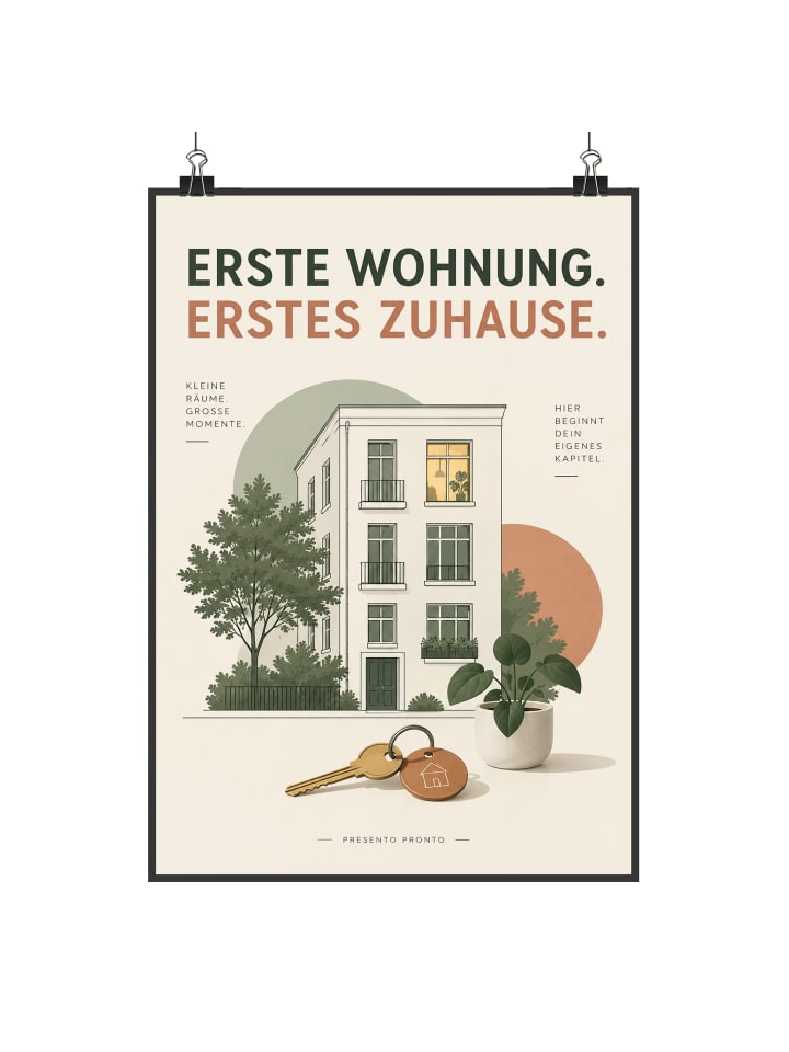 Print Wohnung minimalistisch Design mit Spruch in Weiß