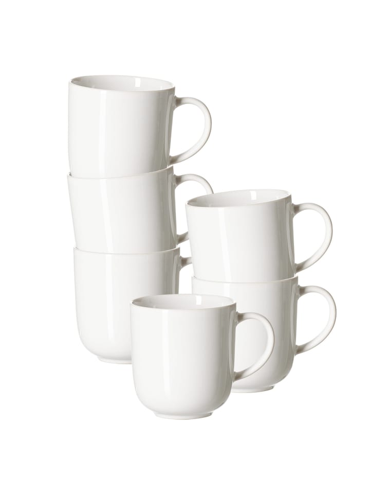6er Set Henkelbecher Volos in Weiß 400 ml